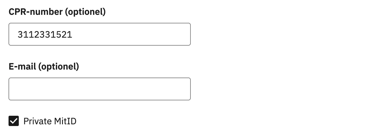 MitID Simulator form