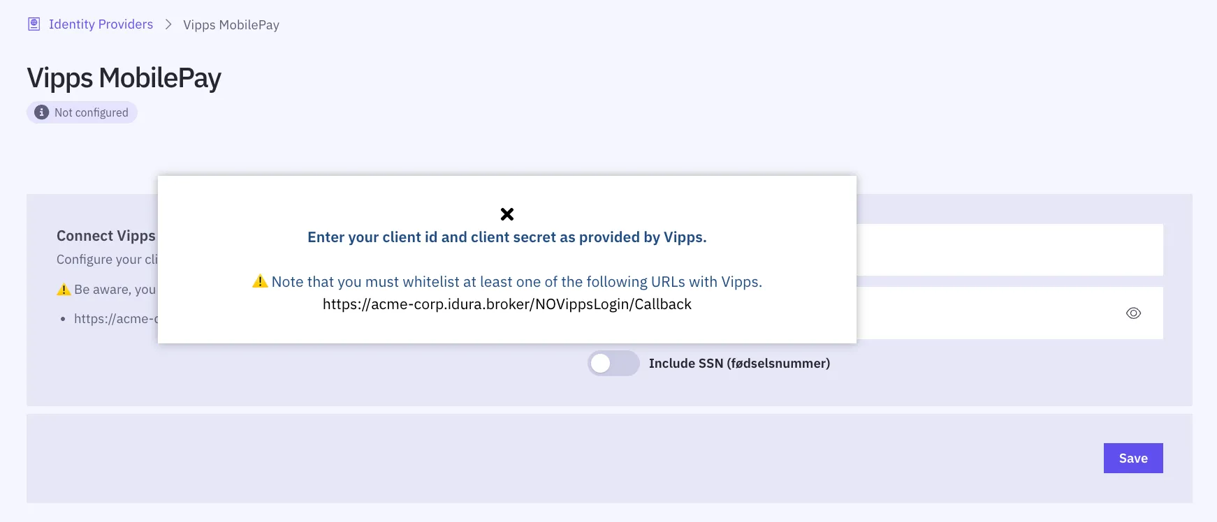Vipps MobilePay setup