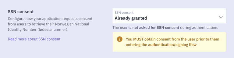 SSN consent configuration